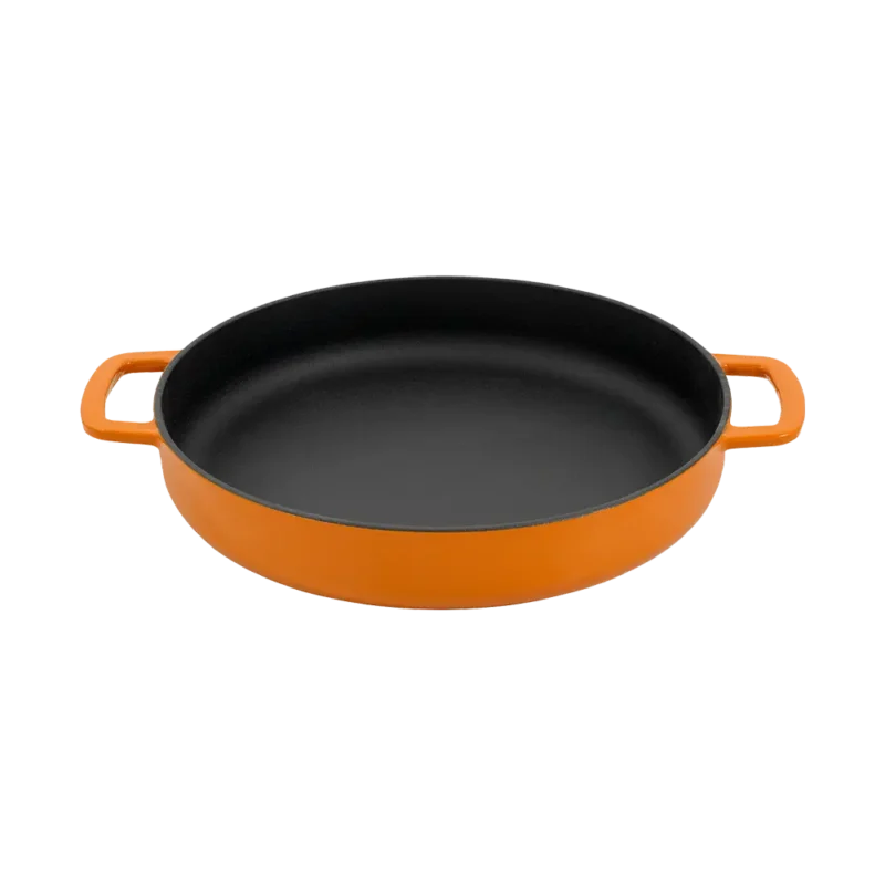 Gietijzeren Skillet / Koekenpan Met 2 Handvatten Ø 28 cm Oranje