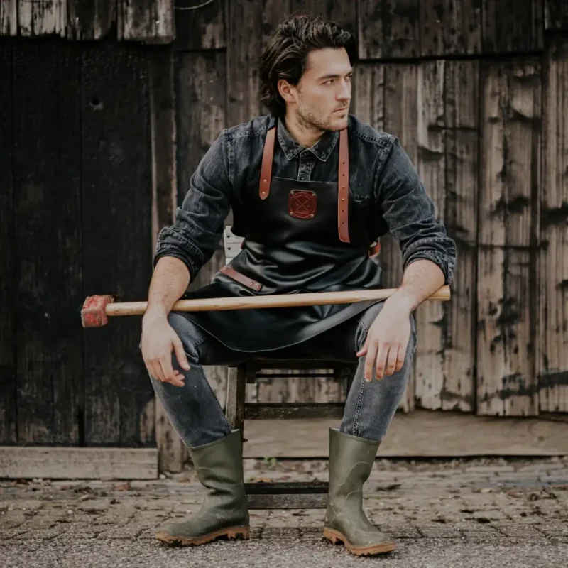 Witloft By Combekk – Classic Leren Schort Zwart XL hover image